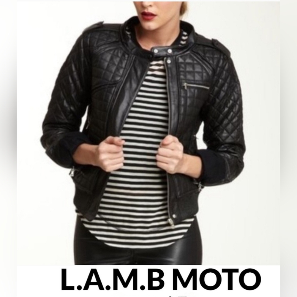 L.A.M.B. Black Quilted Moto Jacket
